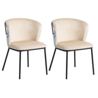 Lot De 2 Chaises Tissu Beige Motif Abstrait - Fuji