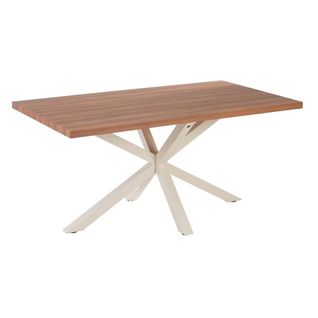 Table 160cm Effet Bois Piétement Etoile Blanc - Monara