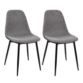 Lot De 2 Chaises Tissu Noir Et Gris Chiné - Piaga