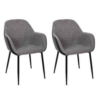 Lot De 2 Fauteuils Tissu Noir Et Gris Chiné - Piaga