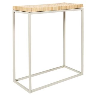 Console Avec Plateau Rondins De Bois Piétement Métal Blanc - Frej