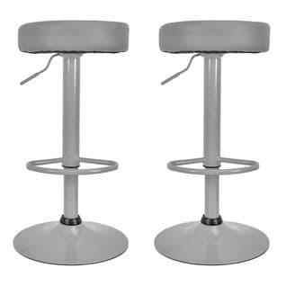 Lot De 2 Tabourets Réglables Simili Gris - Smido