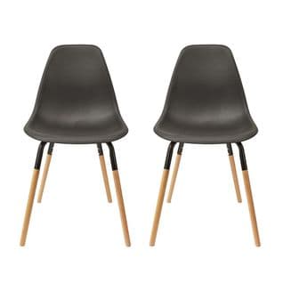 Lot De 2 Chaises Polypropylène Noir Et Bois - Fluk