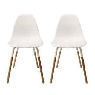 Lot De 2 Chaises Polypropylène Blanc Et Bois - Fluk