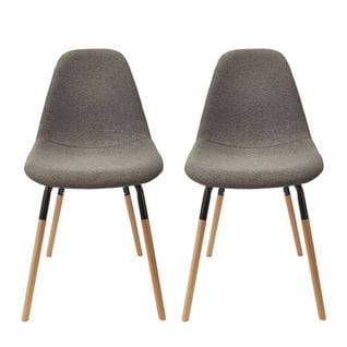 Lot De 2 Chaises Tissu Gris Chiné Foncé Et Bois - Fluk