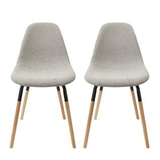 Lot De 2 Chaises Tissu Gris Chiné Clair Et Bois - Fluk