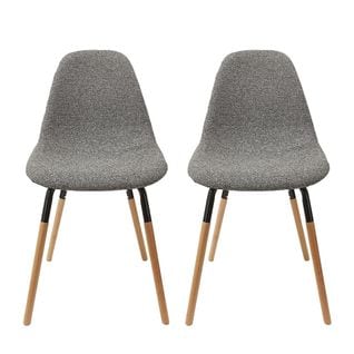 Lot De 2 Chaises Tissu Gris Chiné Et Bois - Fluk