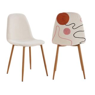 Lot De 2 Chaises Motifs Colorés Pieds Effet Bois - Wap