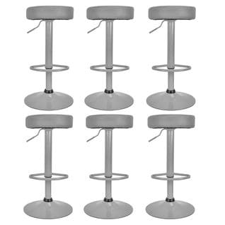 Lot De 6 Tabourets Réglables Simili Gris - Smido