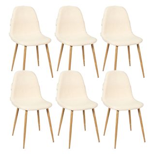 Lot De 6 Chaises Blanches à Motifs Pieds Effet Bois - Wap