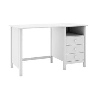 Bureau 3 Tiroirs En Pin Massif Blanc - Dava