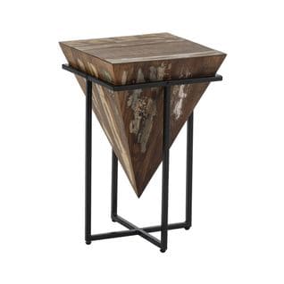 Table D'appoint H.56cm Pyramide Inversée Bois Massif Et Métal Noir - Findy