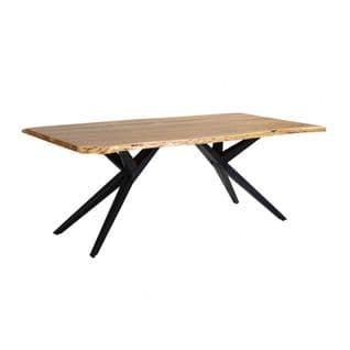 Table De Repas 200cm En Acacia Massif Piétement Evasé Métal Noir - Arcane