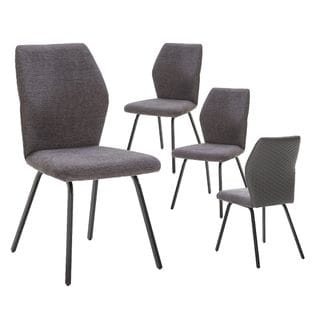 Lot De 4 Chaises Bi-matières Tissu Et Simili Gris Anthracite - Jasda