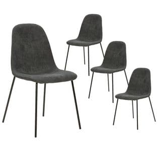 Lot De 4 Chaises Tissu Gris Anthracite Piétement Métal Noir - Marbie