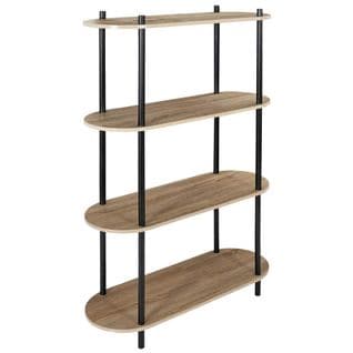 Etagère 4 Tablettes Ovales Aspect Bois Pieds Noirs - Entas