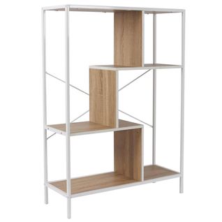 Etagère 4 Niveaux Aspect Bois Et Métal Blanc - Endis