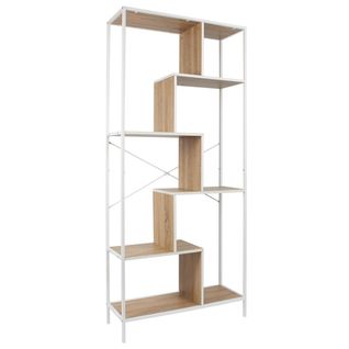 Etagère 6 Niveaux Aspect Bois Et Métal Blanc - Endis