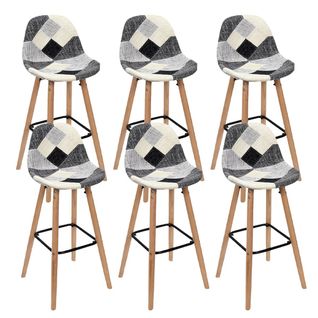 Lot De 6 Tabourets Scandinaves Noirs Et Blancs - Mozaik