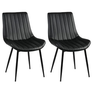 Lot De 2 Chaises Noires Métal Et Pvc - Carolann