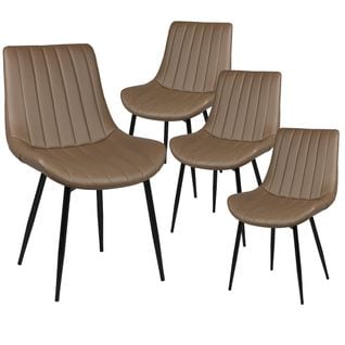 Lot De 4 Chaises Taupe Métal Et Pvc - Carolann