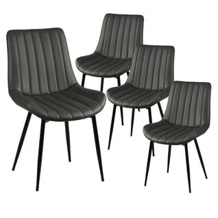 Lot De 4 Chaises Grises Métal Et Pvc - Carolann