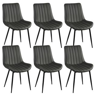 Lot De 6 Chaises Grises Métal Et Pvc - Carolann