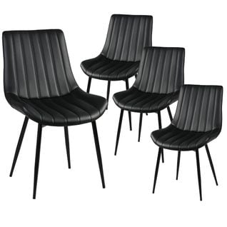 Lot De 4 Chaises Noires Métal Et Pvc - Carolann