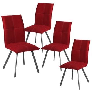 Lot De 4 Chaises Tissu Coloris Rouge - Bispo