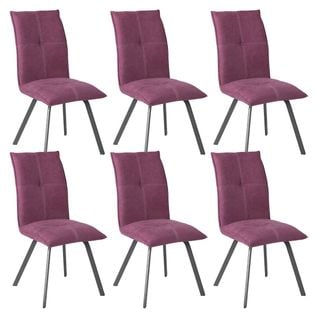 Lot De 6 Chaises Tissu Coloris Violet - Bispo