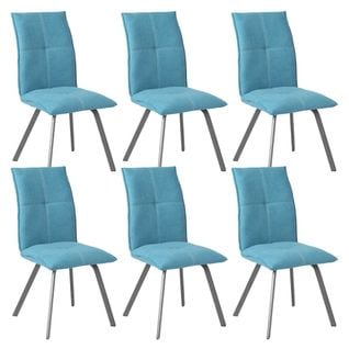 Lot De 6 Chaises Tissu Coloris Bleu - Bispo