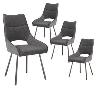 Lot De 4 Chaises Tissu Coloris Gris Anthracite - Amado