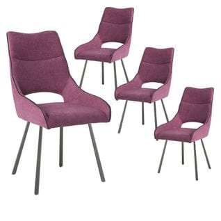 Lot De 4 Chaises Tissu Coloris Violet - Amado