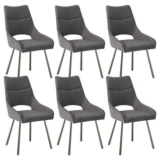 Lot De 6 Chaises Tissu Coloris Gris Anthracite - Amado