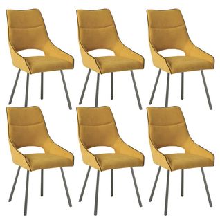 Lot De 6 Chaises Tissu Coloris Jaune - Amado