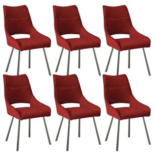 Lot De 6 Chaises Tissu Coloris Rouge - Amado