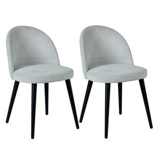 Lot De 2 Chaises Tissu Gris Piètement Bois Massif - Molly