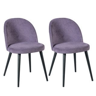 Lot De 2 Chaises Tissu Violet Piètement Bois Massif - Molly