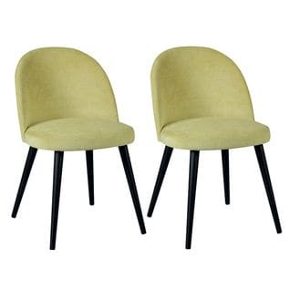 Lot De 2 Chaises Tissu Jaune Piètement Bois Massif - Molly