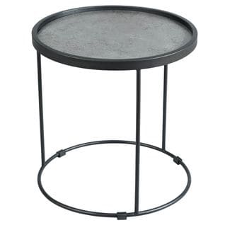 Table D'appoint Ronde Ø50cm Aspect Céramique Grise - Keria
