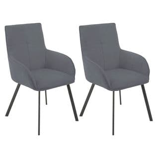 Lot De 2 Fauteuils Gris Piètement Gris Mat - Catila