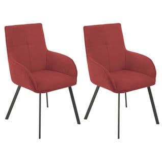 Lot De 2 Fauteuils Rouges Piètement Gris Mat - Catila