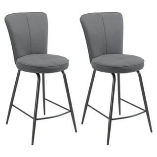 Lot De 2 Tabourets De Bar Matelassés Gris - Paril