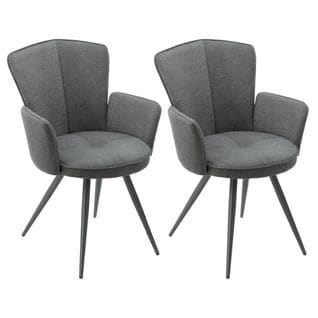 Lot De 2 Fauteuils Matelassés Gris Piètement Mat - Malo