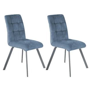 Lot De 2 Chaises Capitonnées Bleu Gris - John