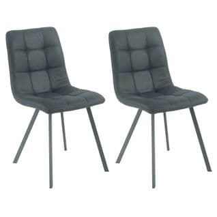 Lot De 2 Chaises Matelassées Grises Piètement Gris Mat - Moa