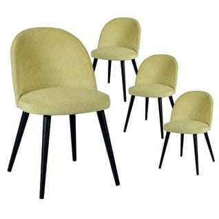 Lot De 4 Chaises Tissu Jaune Piètement Bois Massif - Molly