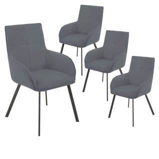 Lot De 4 Fauteuils Gris Piètement Gris Mat - Catila