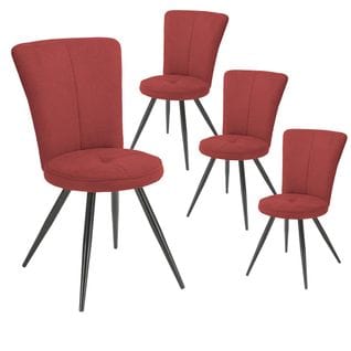 Lot De 4 Chaises Matelassées Rouges - Paril