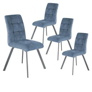 Lot De 4 Chaises Capitonnées Bleu Gris - John